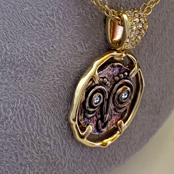 ALEXIS BITTAR • NEW Modern Antiquities Gold Coin Happy Sad Swivel Spin Necklace - Picture 14 of 15